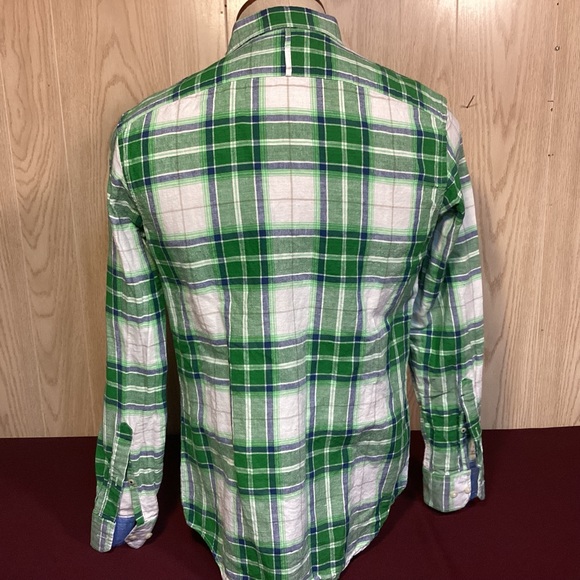 Men’s Banana Republic linen & cotton button down plaid shirt size small - Picture 5 of 10